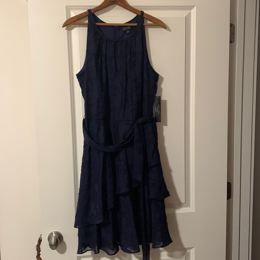 Tahari dark blue dress
